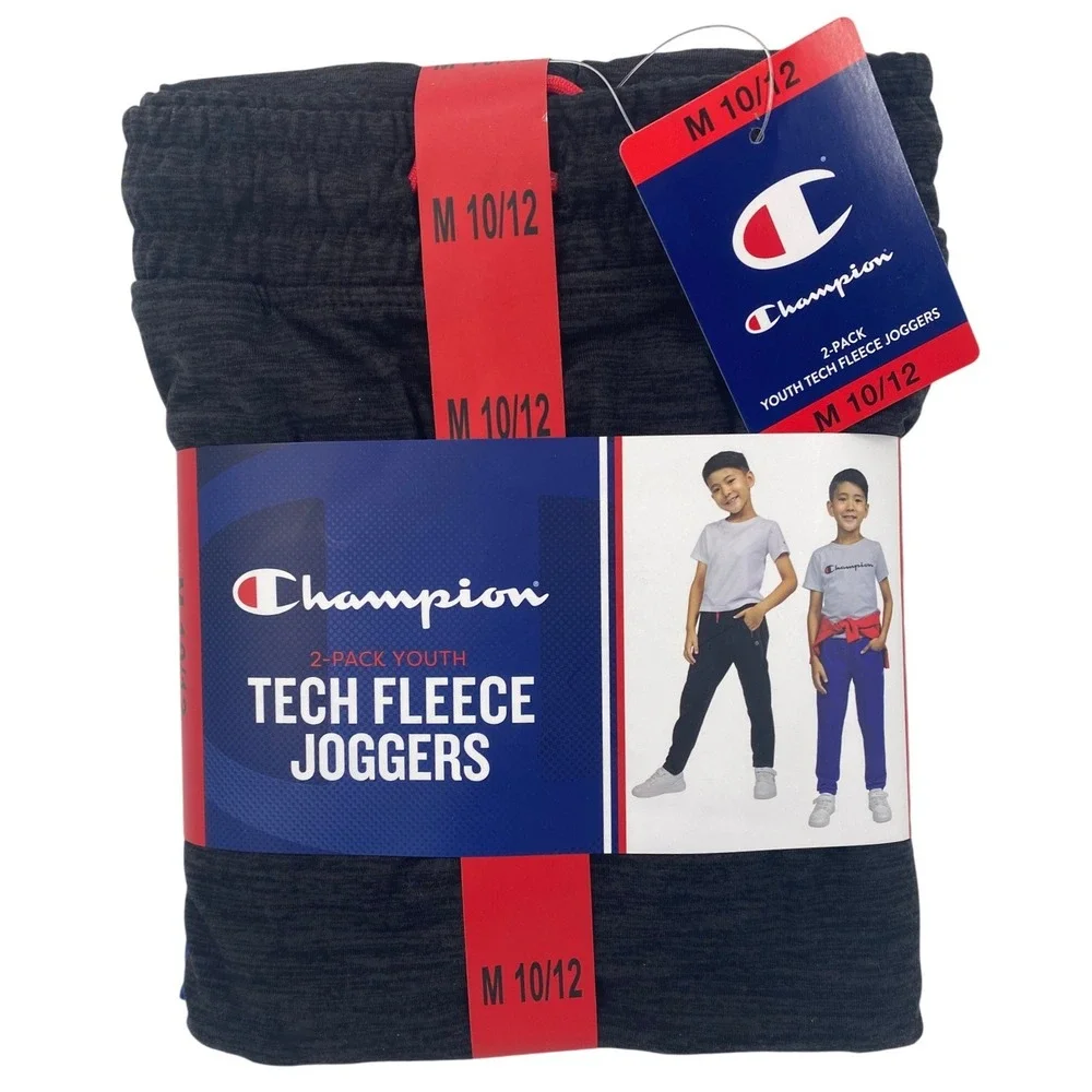 Champion Boys 2-Pack Tech Fleece Joggers Black Blue Size M 10/12‎ New